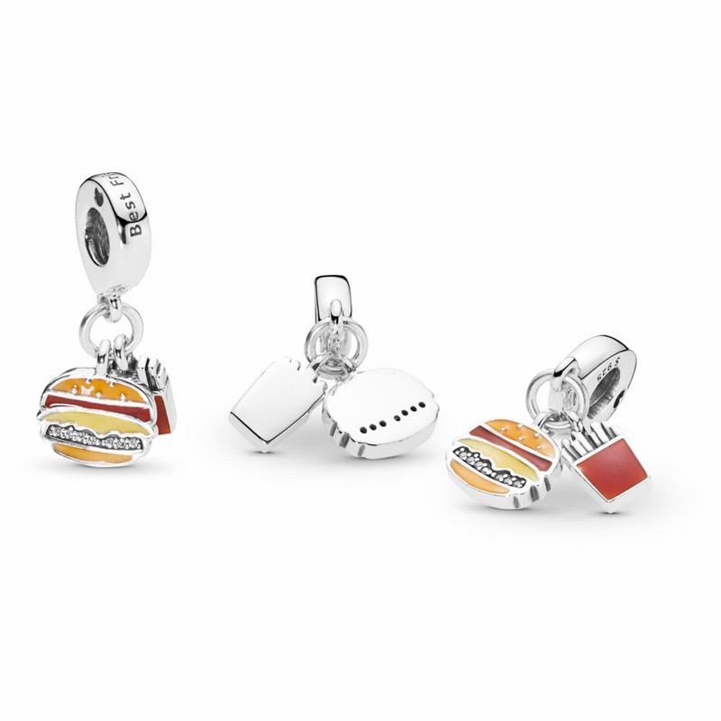 Pandora Australia Burger & Fries Dangle Charm - Sterling Silver | FQYTRP872